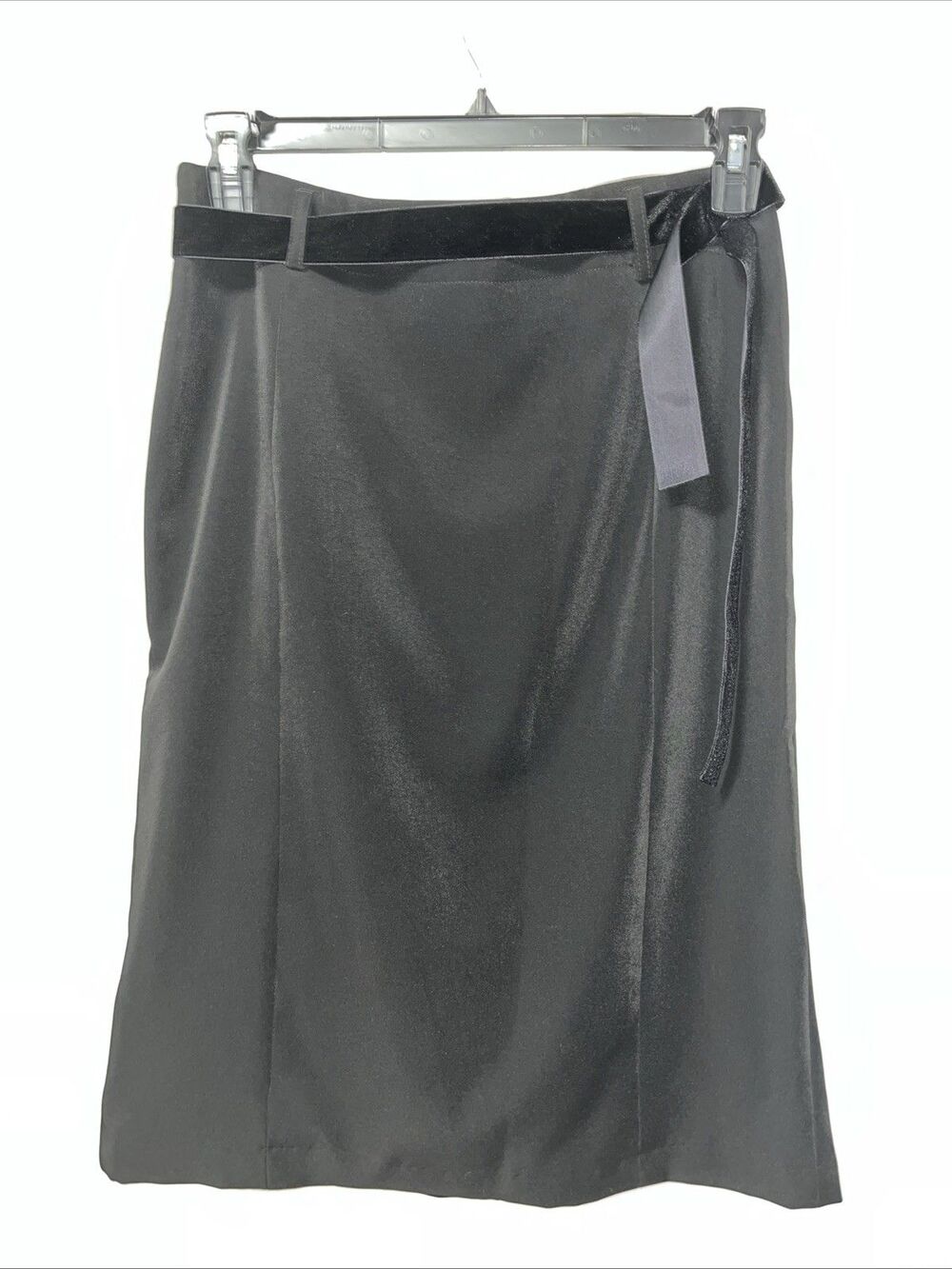 Tom Ford Black Pencil Skirt with Velvet Tie Size 6 R NWOT
